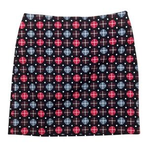Talbots Petite Geometric Print Mini Skirt 14P NWT Red Black Workwear